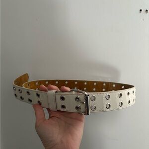White y2k Belt with Silver Accents